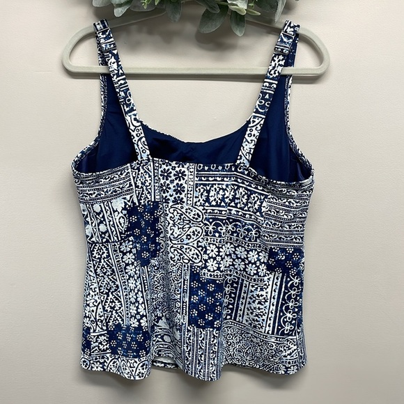 Lands’ End D-Cup Square Neck Underwire Tankini Swimsuit Top 14 D - Picture 2 of 14